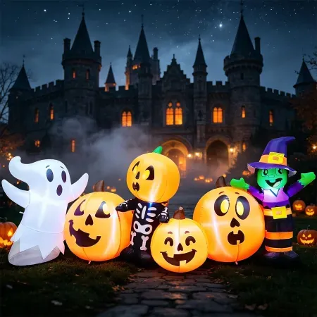 Joyfy 8-Foot HalloweenInflatable Pumpkins w/ Built-in LEDs