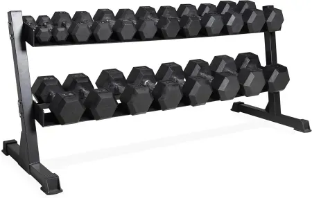 550lb CAP Dumbbell Set w/ Horizontal 2-Tier Rack