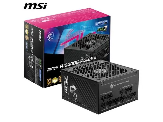 MSI MPG A1000GS PCIE5 II, Fully Modular 1000W, 80+ Gold, ATX 3.1 & PCIe 5.1, 10 Year Warranty