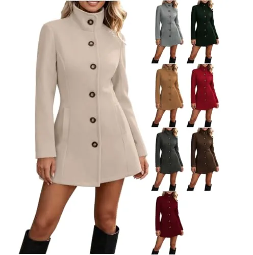 Trench Coat Stand Collar Mid-Length Overcoat