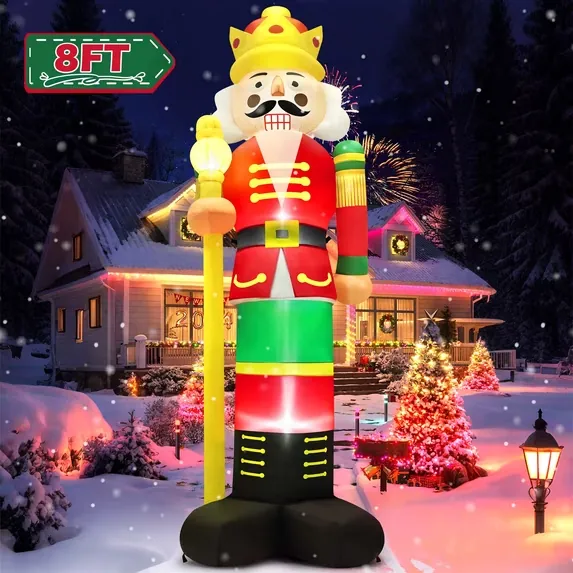 8FT Christmas Inflatable Nutcracker Soldier with LED Light