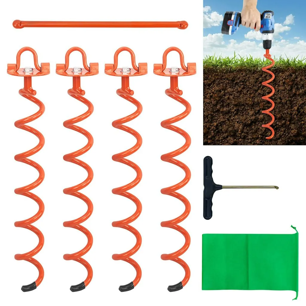 17.5" Spiral Ground Anchors Kit 4-Pack
