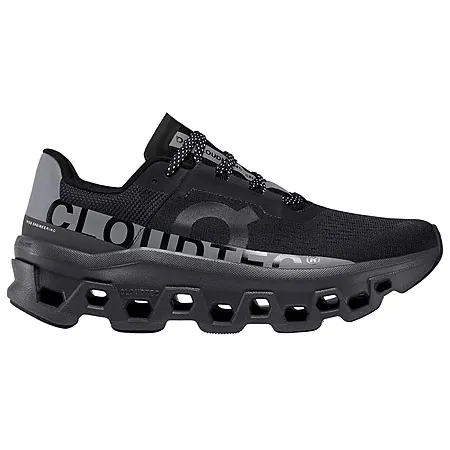 On Women's Cloudmonster Running Shoes (Black/Grey)