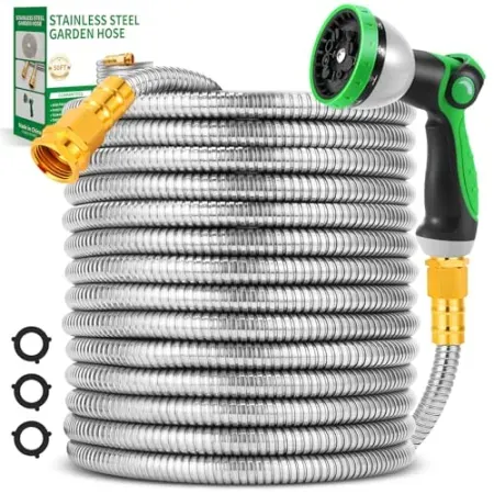 Toolasin 50' Stainless Steel 10-Function Nozzle Water Hose