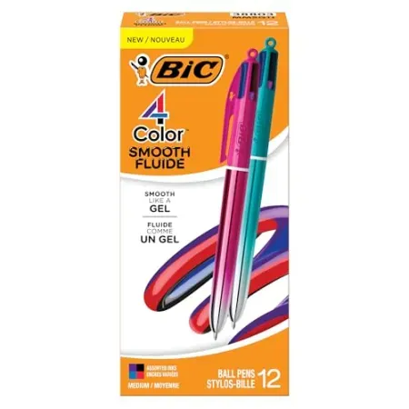 12-Count BIC 4-Color Retractable Ballpoint Pens