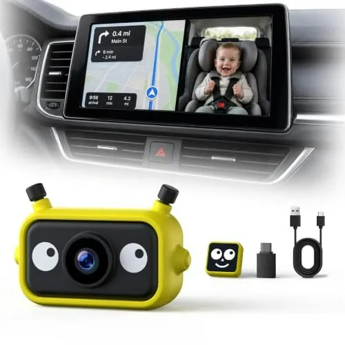 Lamtto 1080p Baby Car Camera and Wireless CarPlay Adapter