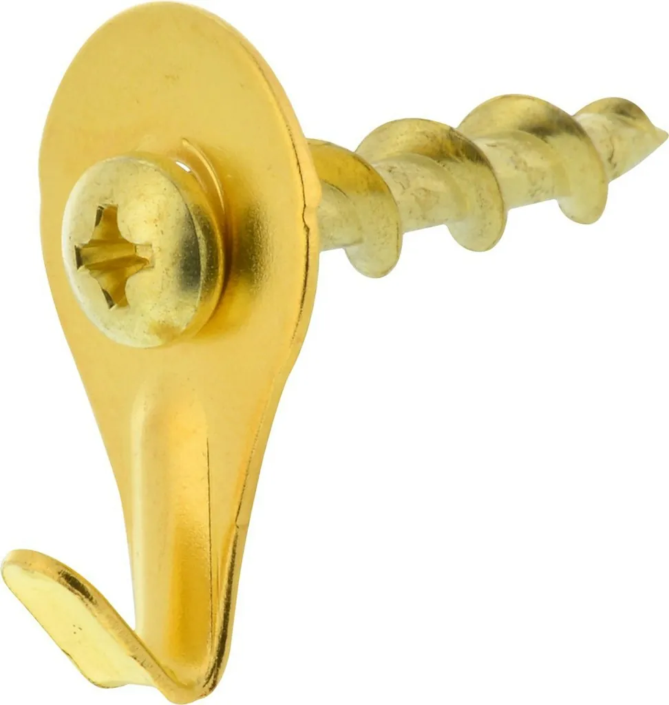 Hillman Brass Self-Drilling Wall Dogs w/ Picture Hanging Hook 10-Pack