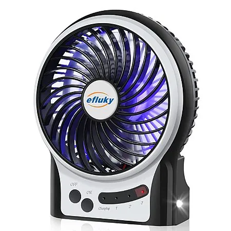 4.9" efluky 3-Speed Rechargeable Mini Desk Fan w/ LED Light