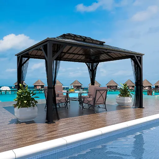 VEIKOUS 10-ft x 12-ft Rectangle Hardtop Steel Roof Gazebo