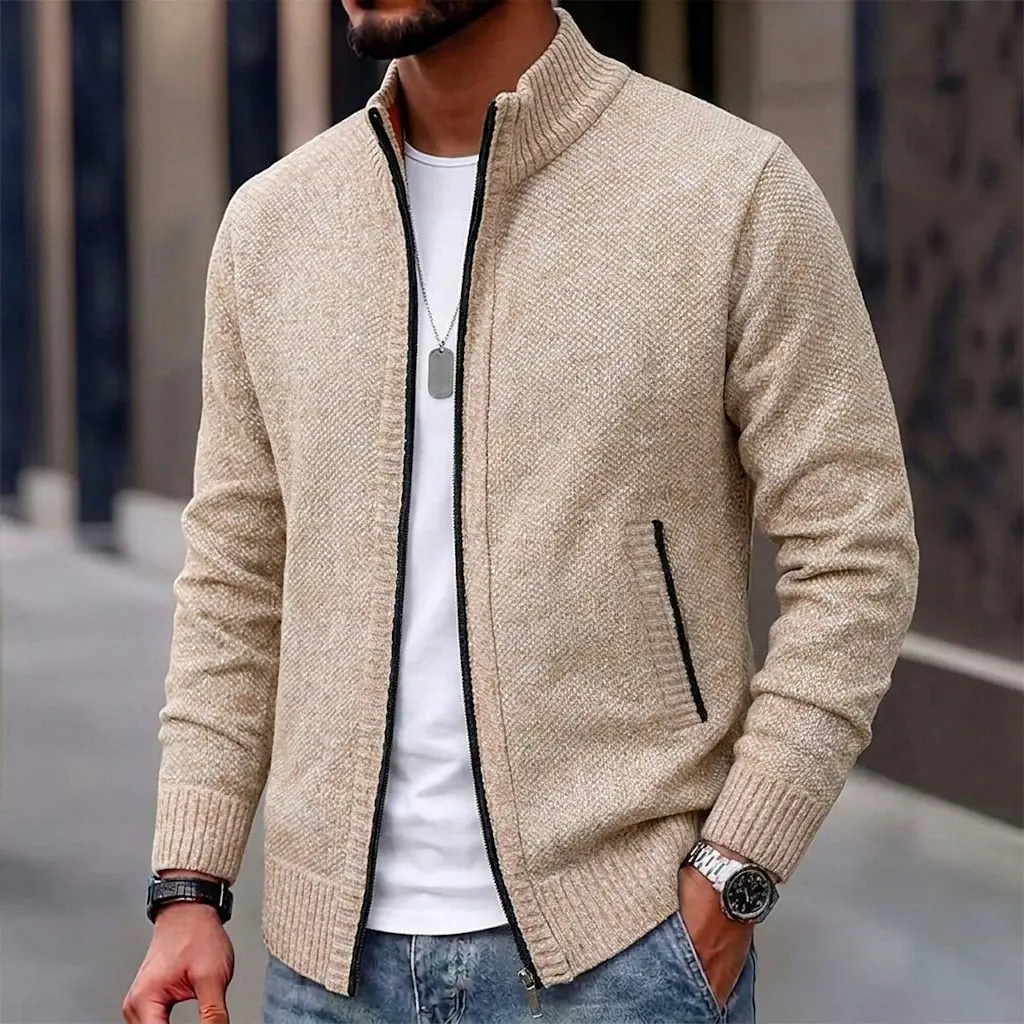 Fleece Ribbed Knit Zip-Up Sweater Cardigan for 2