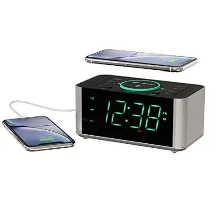 Emerson Smartset Dual Alarm Clock Radio w/ Wireless Charger, USB