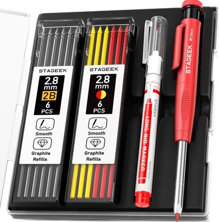 STAGEEK Carpenter Pencils Set w/ Sharpener, Heavy Duty Woodworking Tools w/ 13 Refills