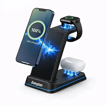 Energizer 3-in-1 15W Qi Certified Wireless Fast Charging Station