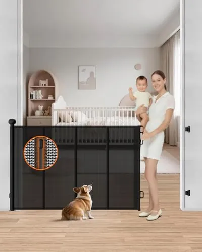 Retractable Baby Gate, Up to 55" Wide Reinforced Retractable Gate