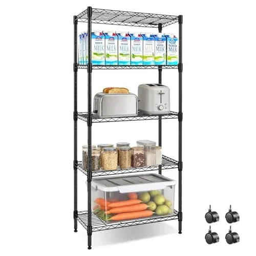 Heavy Duty Metal Wire Rack, 5-Tier Silver