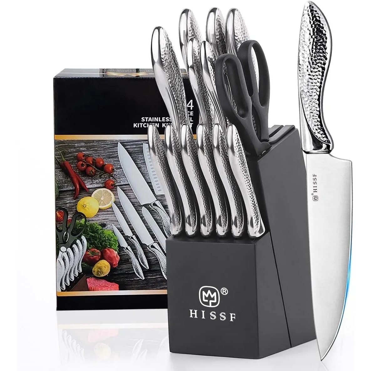 Knife Set for Kitchen with Block by Hissf