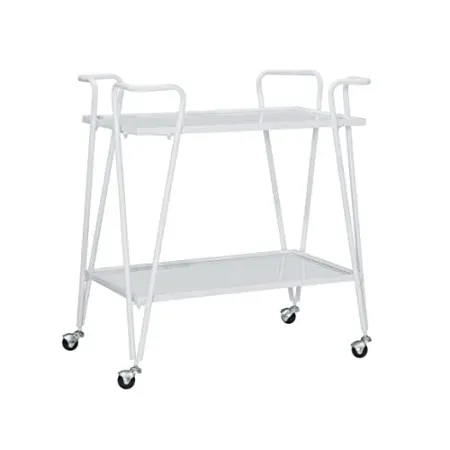Linon Gina White Mid-Century Bar Cart