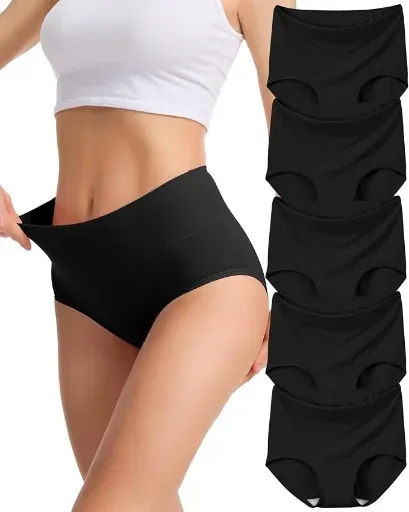 Womens Cotton High Waisted Soft Briefs - 5 Pack