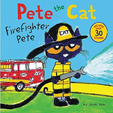 Pete the Cat: Firefighter Book w/ 30+ Stickers (Paperback)