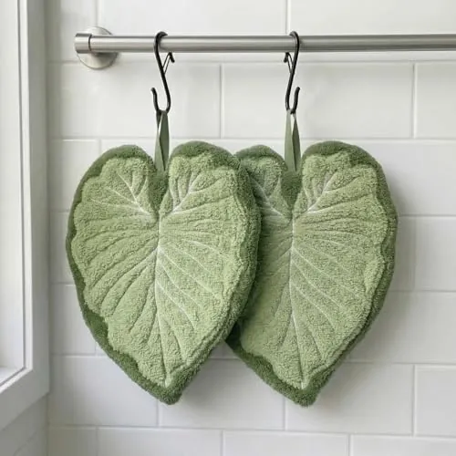 Sisher 2 Pack Leaf Hanging Hand Towel