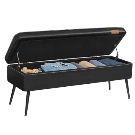 VASAGLE 15-Gallon Storage Ottoman Bench w/ Steel Legs
