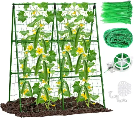 33"x47" Eunice A-Frame Metal Plant Support Trellis w/ Net