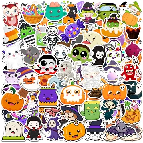 HSHFAMIIY 100-Pc Halloween Waterproof Sticker Pack