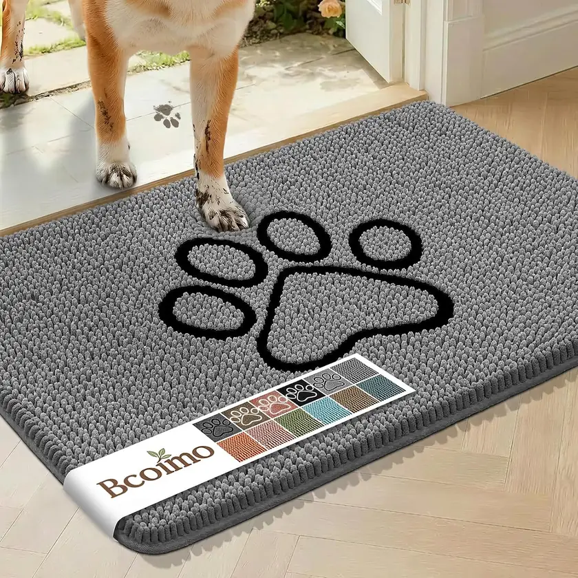 Bcoimo 30×20 Absorbent Chenille Dog Doormat