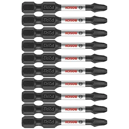 10-Pack BOSCH ITP2R22B 2" Phillips/Square #2 Screwdriving Power Bits