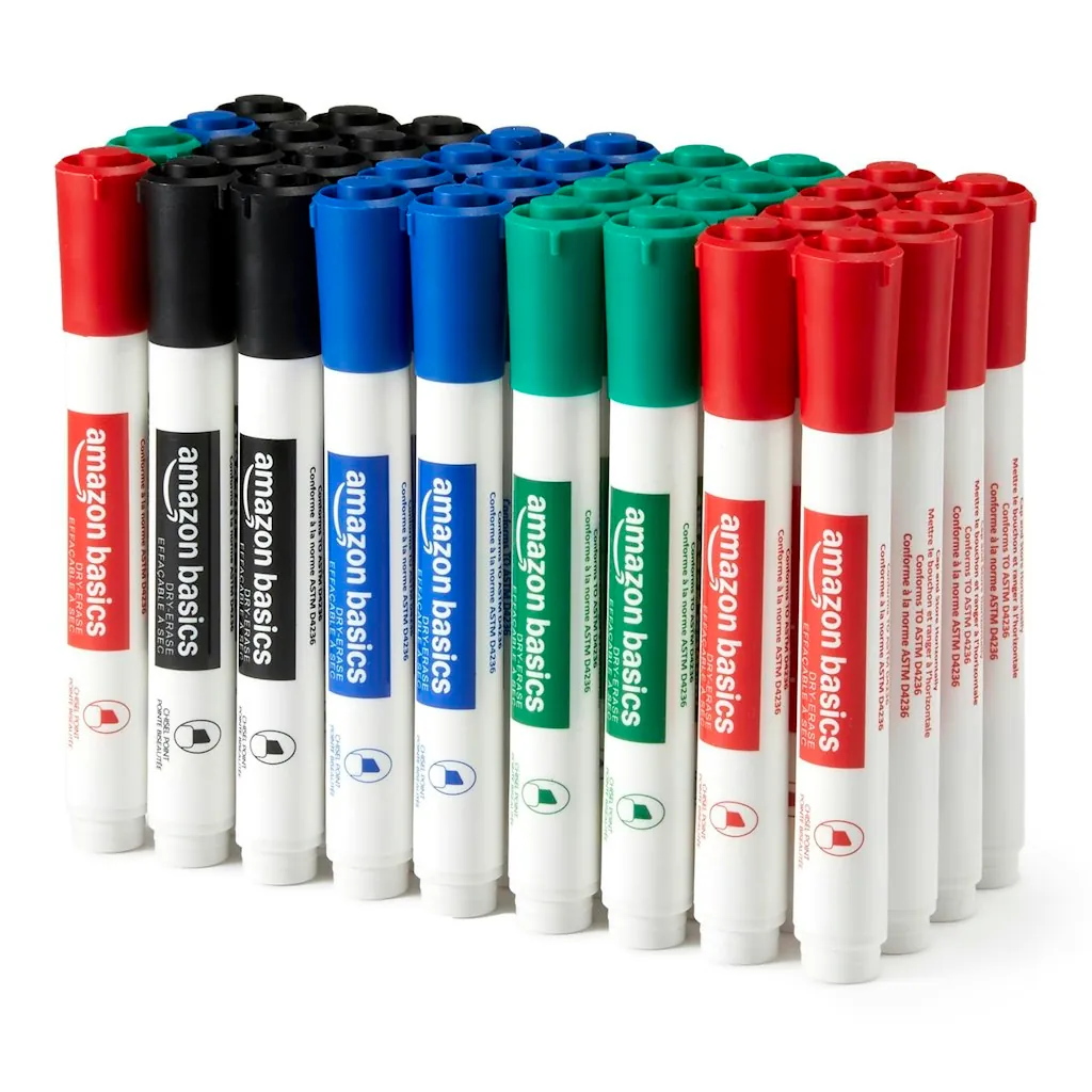 Amazon Basics Low-Odor Dry Erase Whiteboard Markers 36-Pack