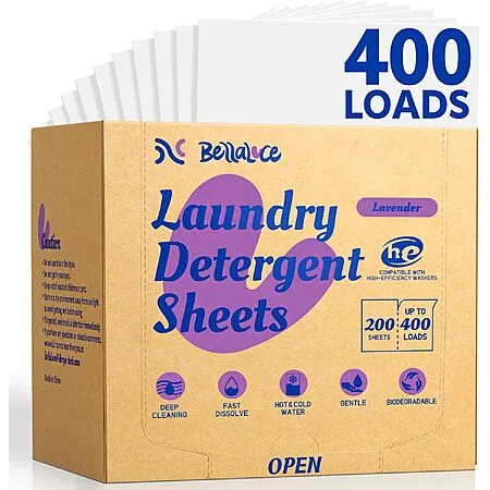200-Ct (400-Load) BellaLuce Laundry Detergent Sheets (Lavender Scent)