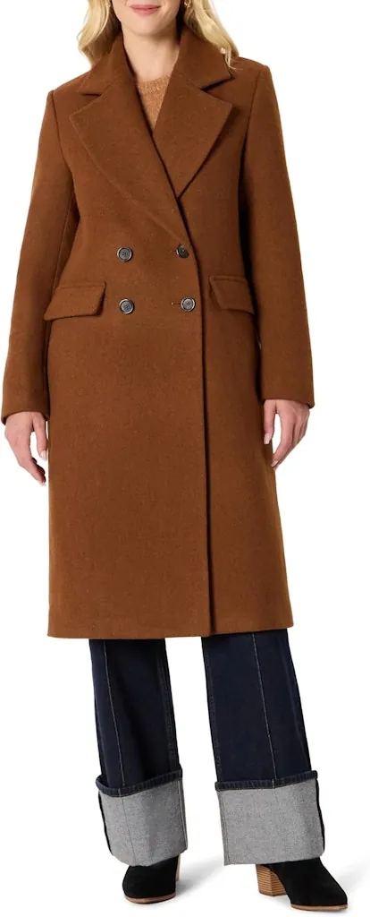Amazon Essentials Women's Relaxed-Fit Double-Breasted Wool-Blend Longline Coat for from $11 + free shipping w/ Prime