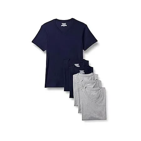 6-Pk Men's Amazon Essentials Slim Fit V-Neck Undershirt in Grey/Navy (L or XL)