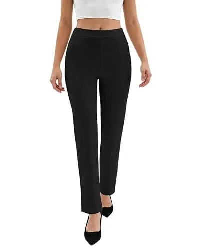 Keriffe Women's High-Rise Straight Leg Pull-On Yoga Dress Pants