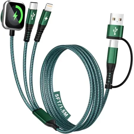 Jogrytece 5' 3-in-2 USB C Multi Charging Cable Cord
