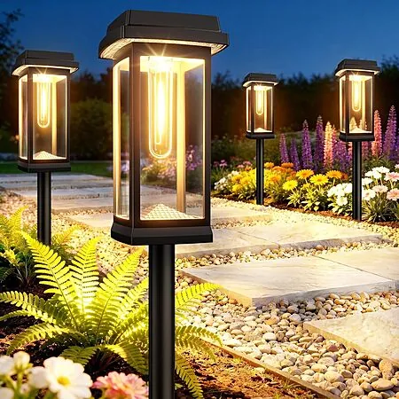 Prime Members: 8-Pk TuyLuxe Solar Pathway Lights w/ Retro Filament Bulb Design