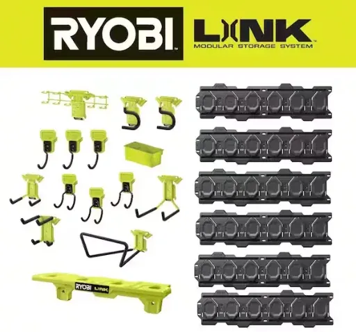 Ryobi LINK 20-Piece Wall Storage Kit and ONE+ Battery Shelf