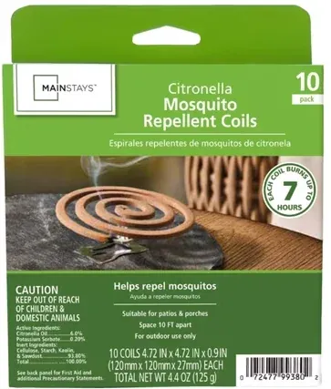 Mainstays Citronella Mosquito Repellent Coils 10-Pack