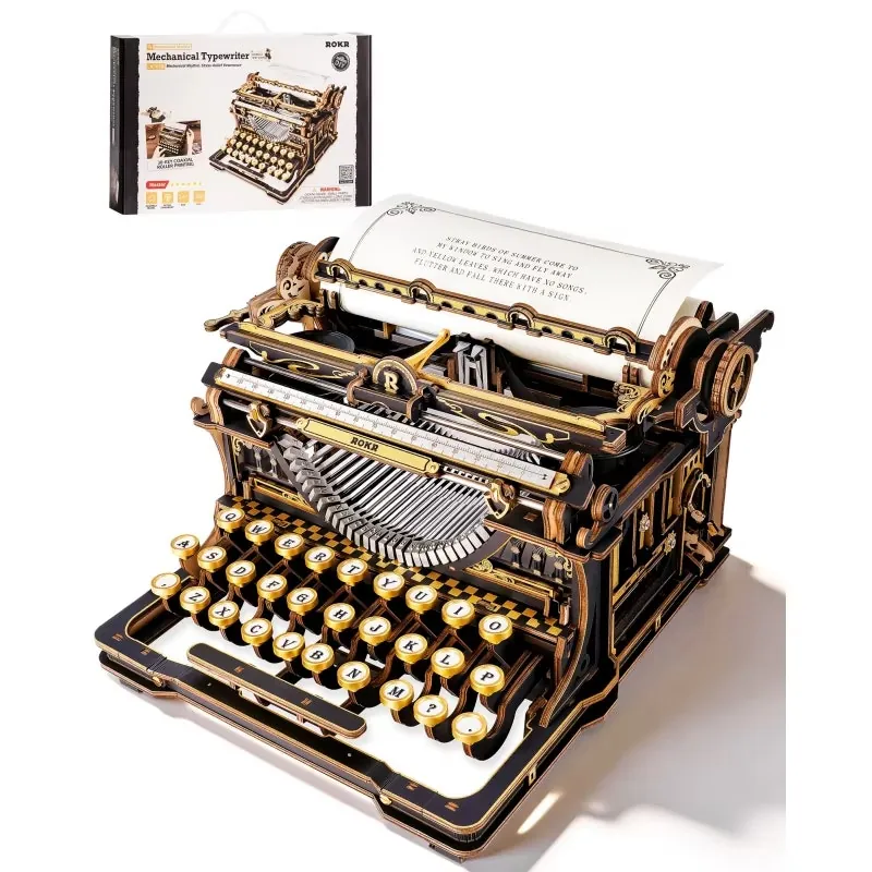 Rokr 3D Wooden Typewriter Puzzle Kit