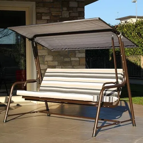 SUNJOY Luxury Bronze 4-Seater Steel Patio Swing and Bed with Elastic Metal Mesh Seat