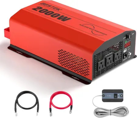 2000W BESTEK Pure Sine Wave Power Inverter 12V DC to 110V/120V AC Converter
