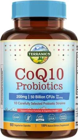 60-Count CoQ10 200mg + CFU Probiotics Capsules
