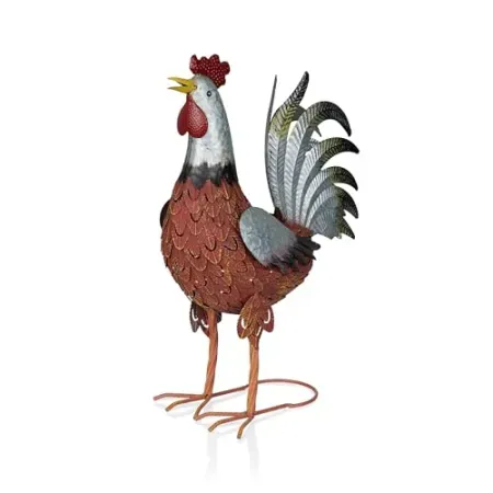 Alpine Corporation 20" Tall Metal Outdoor Rooster Statue