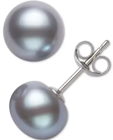Belle De Mer Cultured Freshwater Button Pearl (8-9mm) Stud Earrings