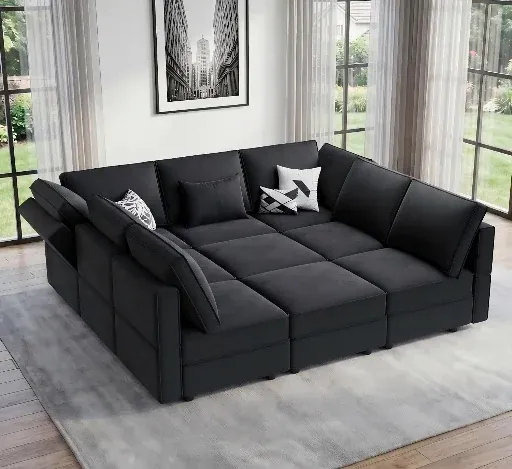 Vesgantti 92" 9 Seats Modular Sectional Sleeper Sofa with Storage