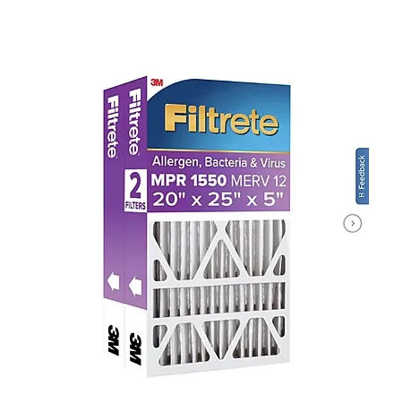 Costco Members: 2-Pk Filtrete 5" MPR 1550 MERV 12 Deep Pleat Air Filter (2 sizes)