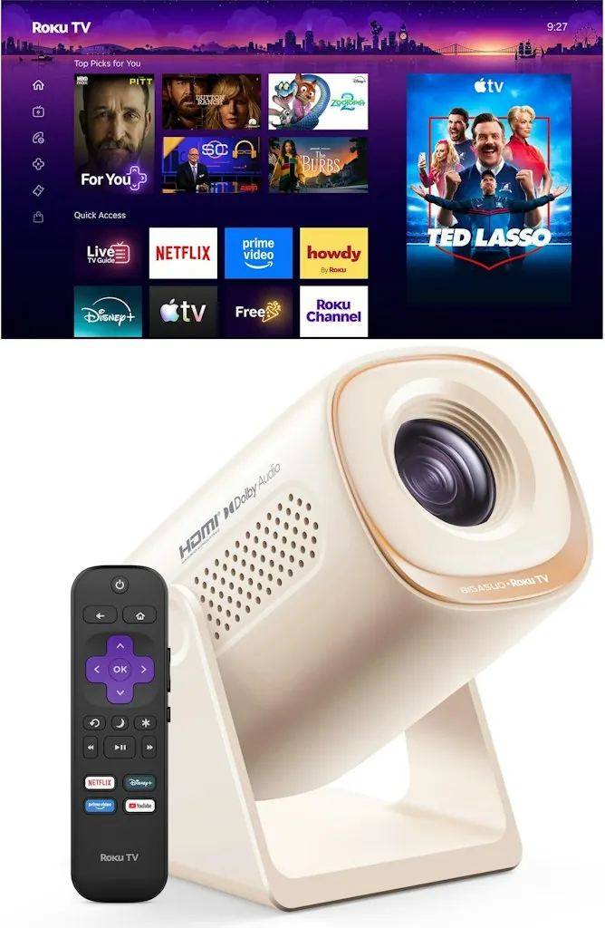 Bigasuo Roku TV Smart Projector