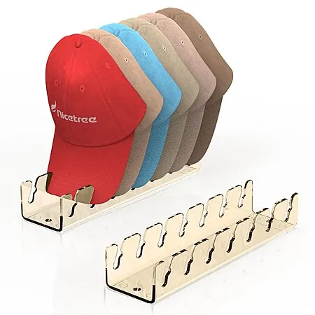 2-Pk Nicetree 7-Hat No-Install Baseball Cap Plastic Organizer Stands
