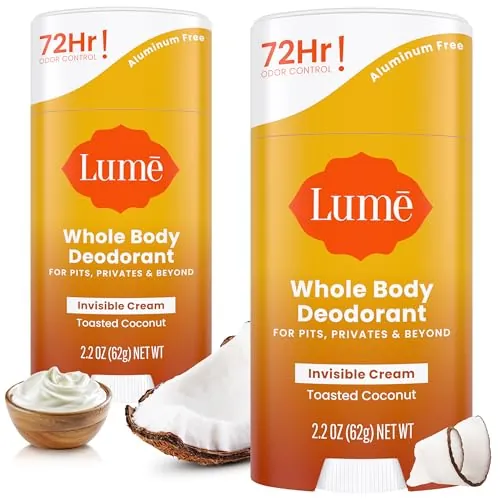 Lume Whole Body Deodorant - Cream Stick - 2.2 oz, 2 pk (Toasted Coconut)