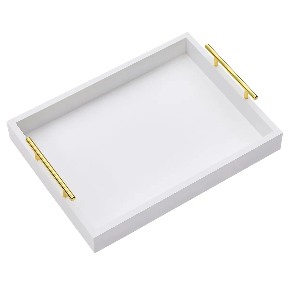Wood Serving Tray with Metal Handles